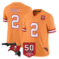 Rebec TB.Buccaneers #2 Emeka Egbuka Player Orange 50th Season Vapor Limited Home Game Stitched Jerseys