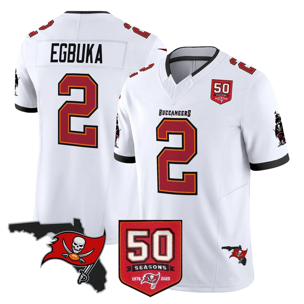 Rebec TB.Buccaneers #2 Emeka Egbuka Player White Limited 2026 Season Vapor F.U.S.E. Home Game Stitched Jerseys