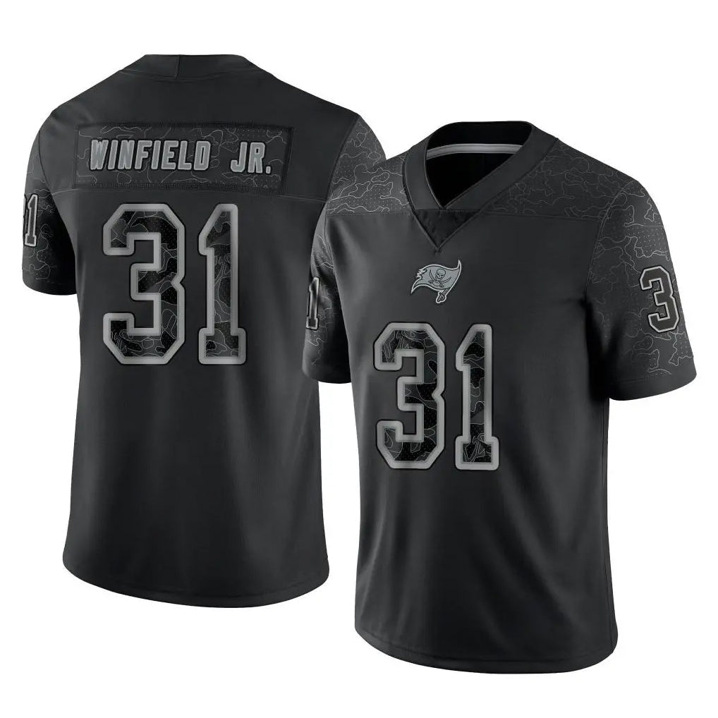 Rebec TB.Buccaneers #31 Antoine Winfield Jr. Player Black Reflective Limited Home Game Stitched Jerseys