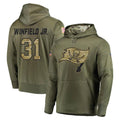 Rebec TB.Buccaneers #31 Antoine Winfield Jr. Player Olive Salute to Service Pullover Hoodie Home Game Stitched Jerseys