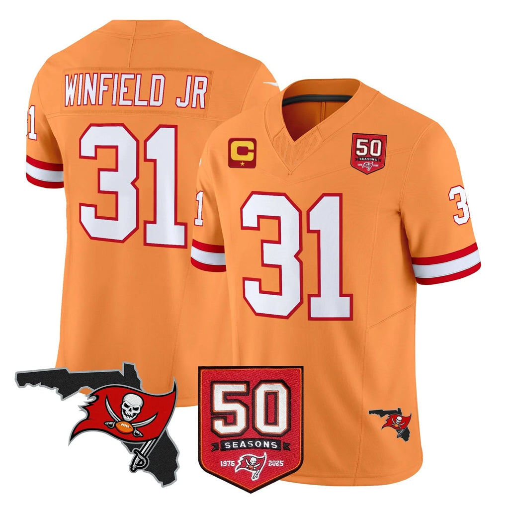 Rebec TB.Buccaneers #31 Antoine Winfield Jr. Player Orange 50th Season Vapor Limited Home Game Stitched Jerseys