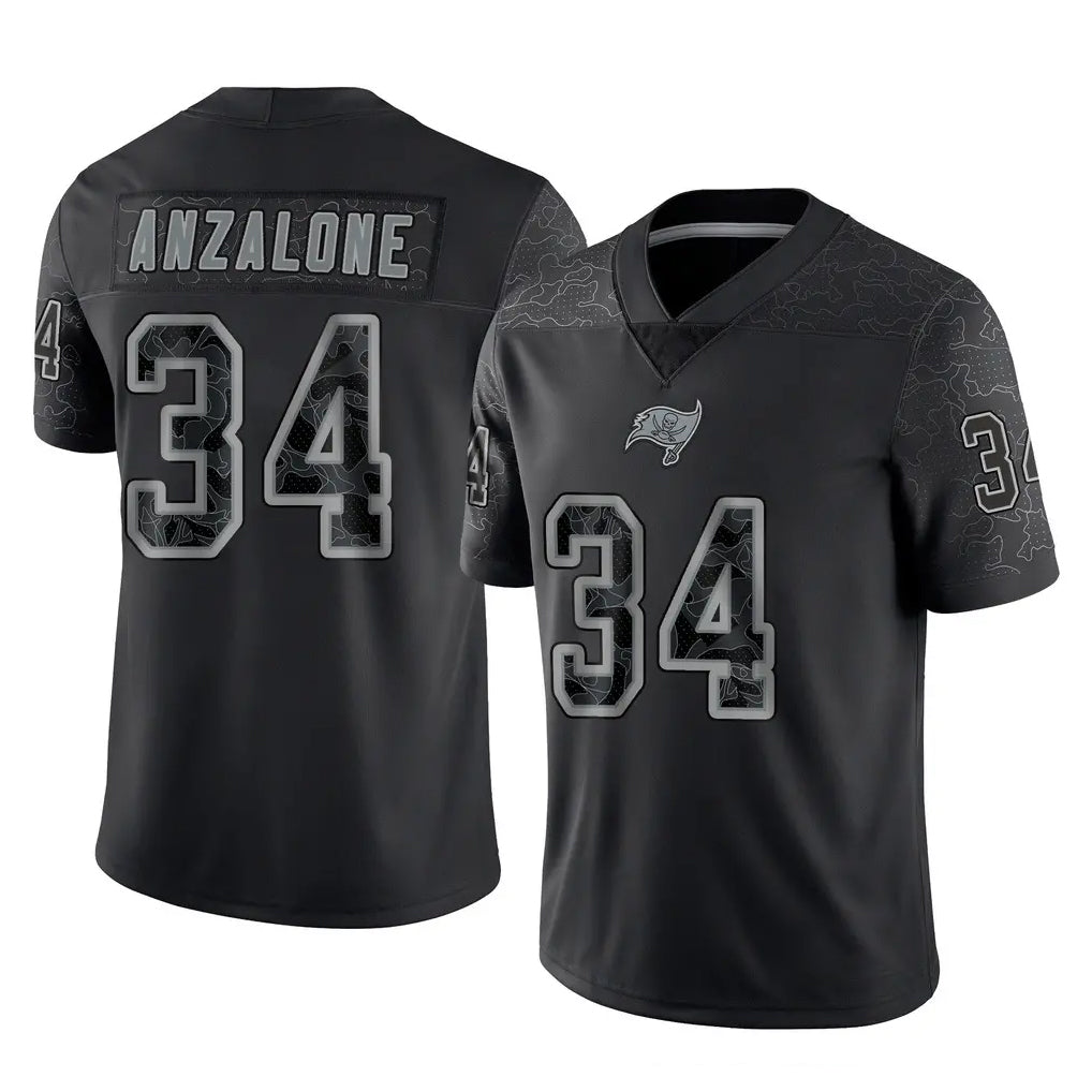 Rebec TB.Buccaneers #34 Alex Anzalone Player Black Reflective Limited Home Game Stitched Jerseys