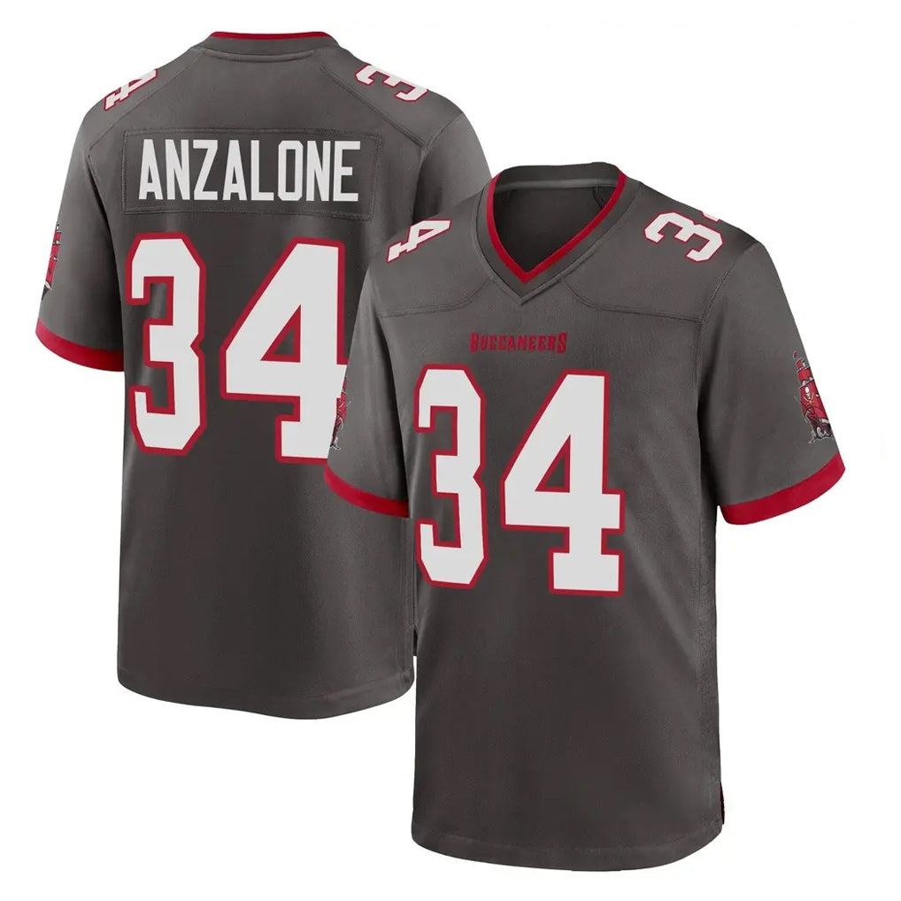 Rebec TB.Buccaneers #34 Alex Anzalone Player Pewter Alternate Home Game Stitched Jerseys