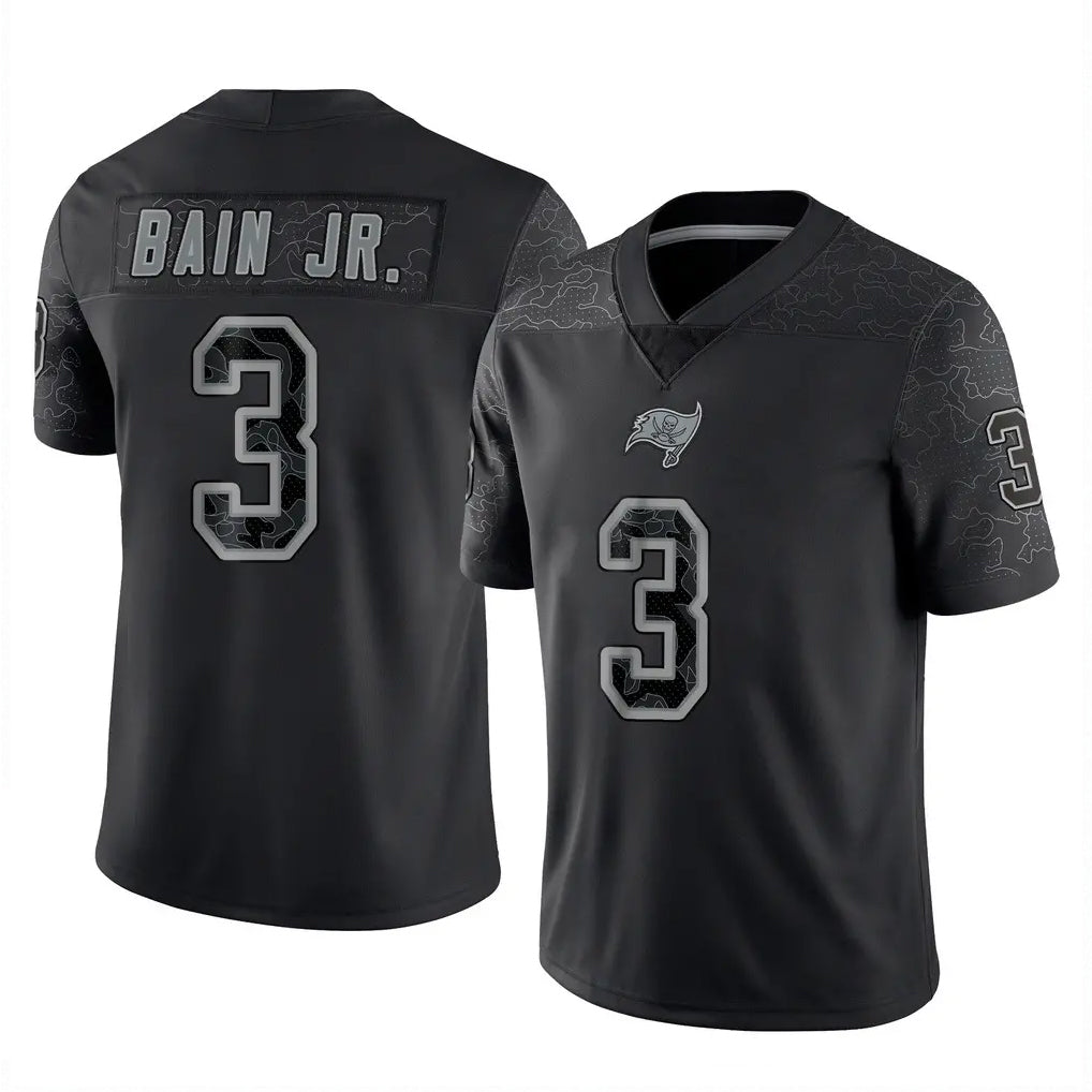 Rebec TB.Buccaneers #3 Rueben Bain Jr. Player Black Reflective Limited Home Game Stitched Jerseys