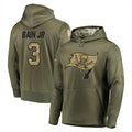 Rebec TB.Buccaneers #3 Rueben Bain Jr. Player Olive Salute to Service Pullover Hoodie Home Game Stitched Jerseys