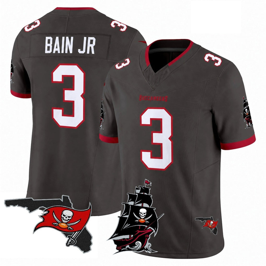Rebec TB.Buccaneers #3 Rueben Bain Jr. Player Pewter Limited 2026 Season Vapor F.U.S.E. Home Game Stitched Jerseys