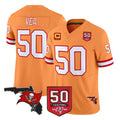 Rebec TB.Buccaneers #50 Vita Vea Player Orange 50th Season Vapor Limited Home Game Stitched Jerseys