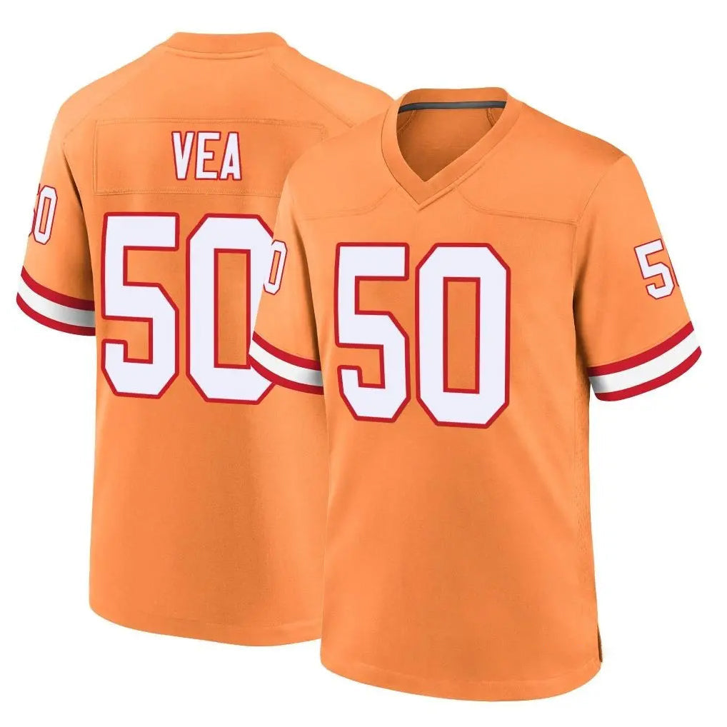 Rebec TB.Buccaneers #50 Vita Vea Player Orange Throwback Home Game Stitched Jerseys