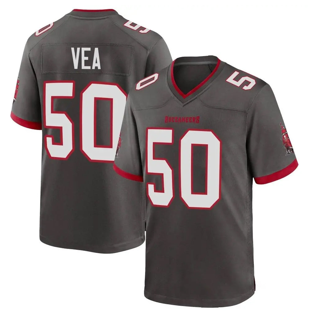 Rebec TB.Buccaneers #50 Vita Vea Player Pewter Alternate Home Game Stitched Jerseys