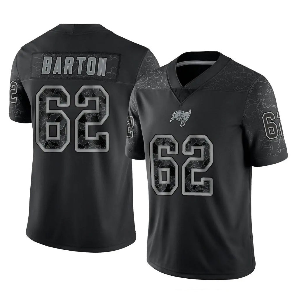 Rebec TB.Buccaneers #62 Graham Barton Player Black Reflective Limited Home Game Stitched Jerseys