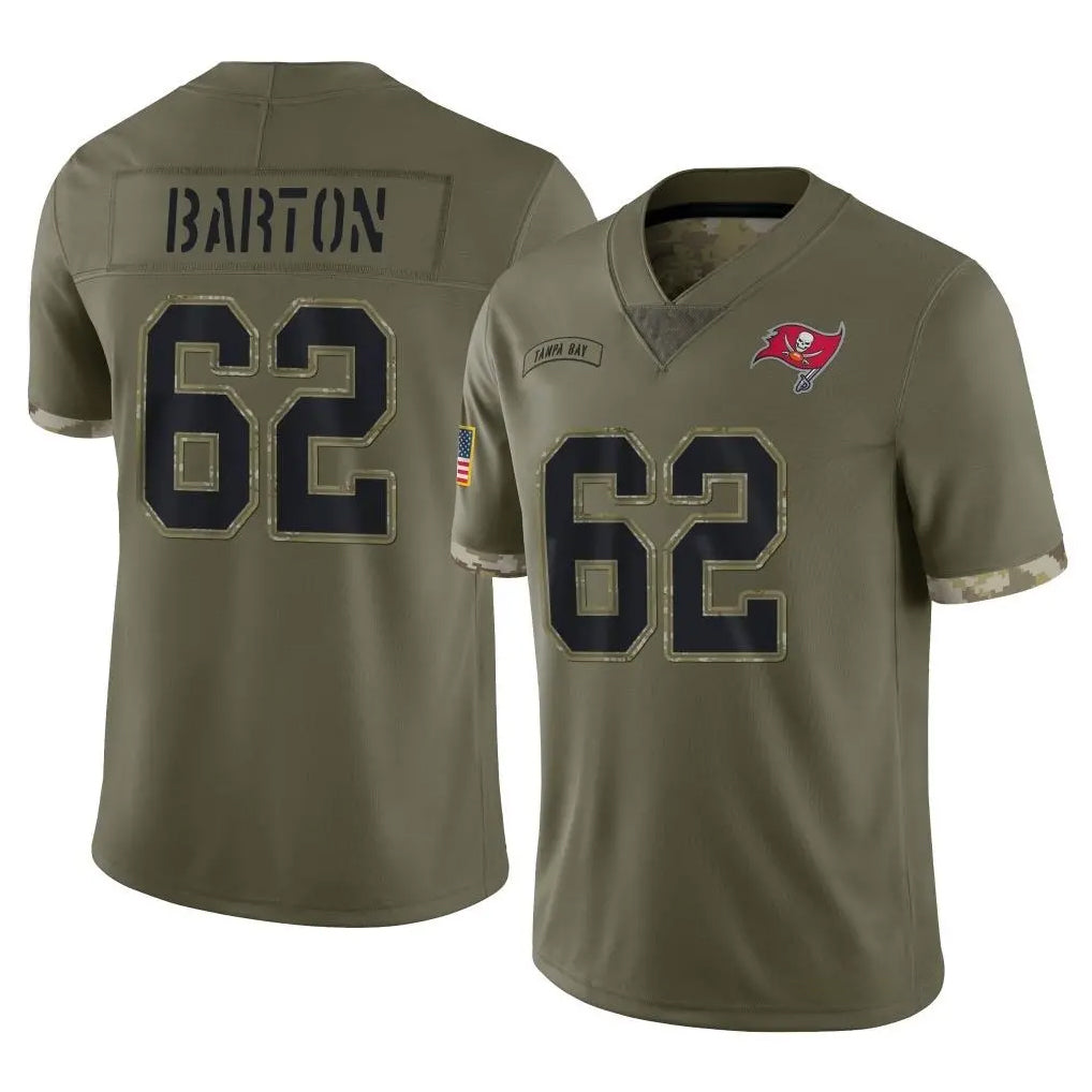 Rebec TB.Buccaneers #62 Graham Barton Player Olive Limited Salute To Service Home Game Stitched Jerseys