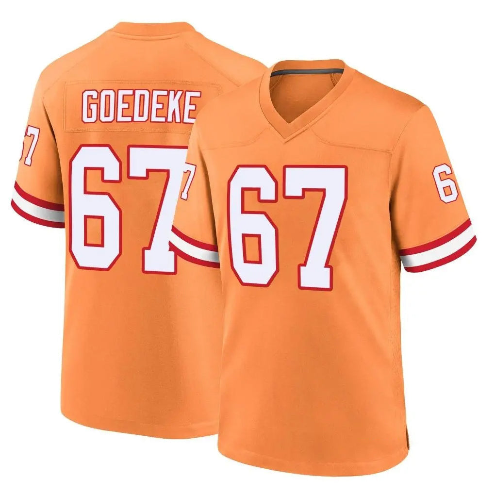 Rebec TB.Buccaneers #67 Luke Goedeke Player Orange Throwback Home Game Stitched Jerseys