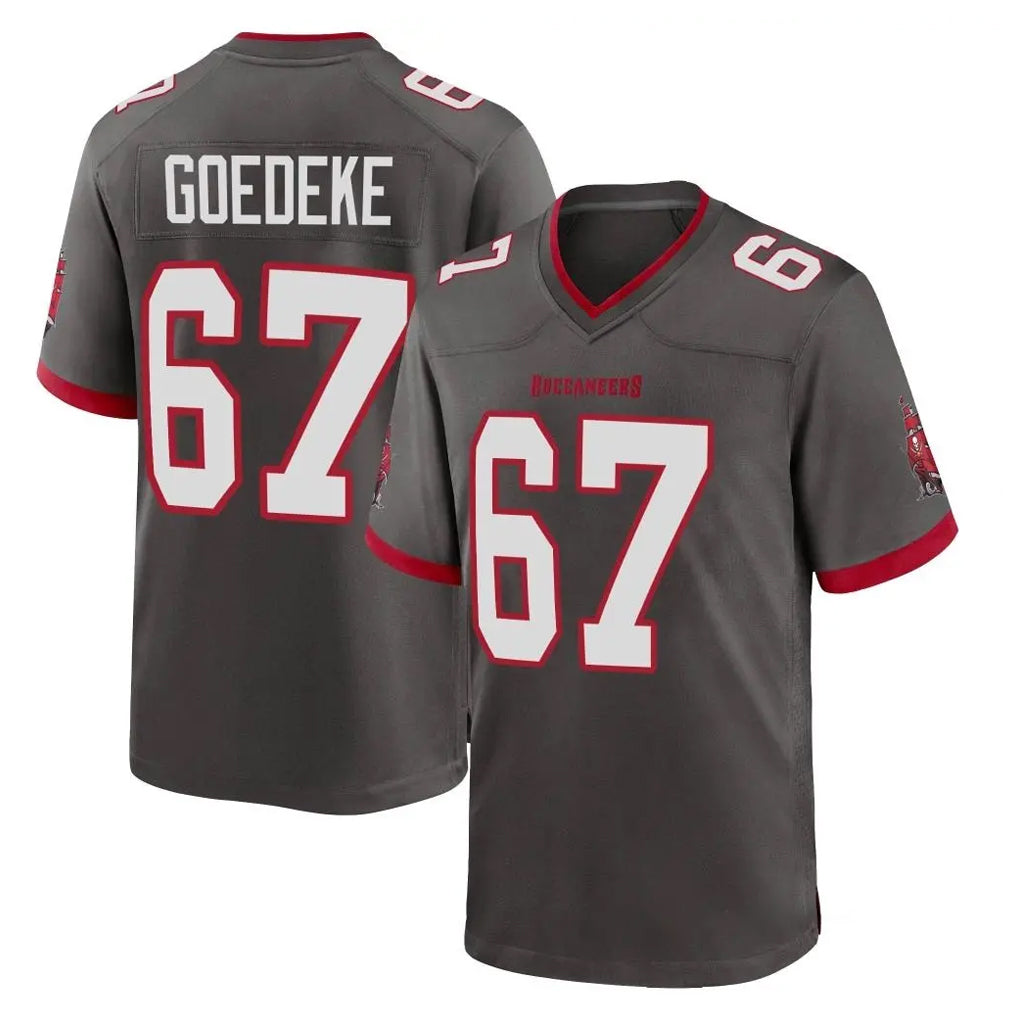 Rebec TB.Buccaneers #67 Luke Goedeke Player Pewter Alternate Home Game Stitched Jerseys