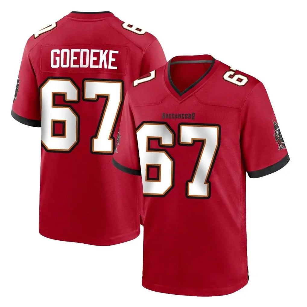 Rebec TB.Buccaneers #67 Luke Goedeke Player Red Home Game Stitched Jerseys