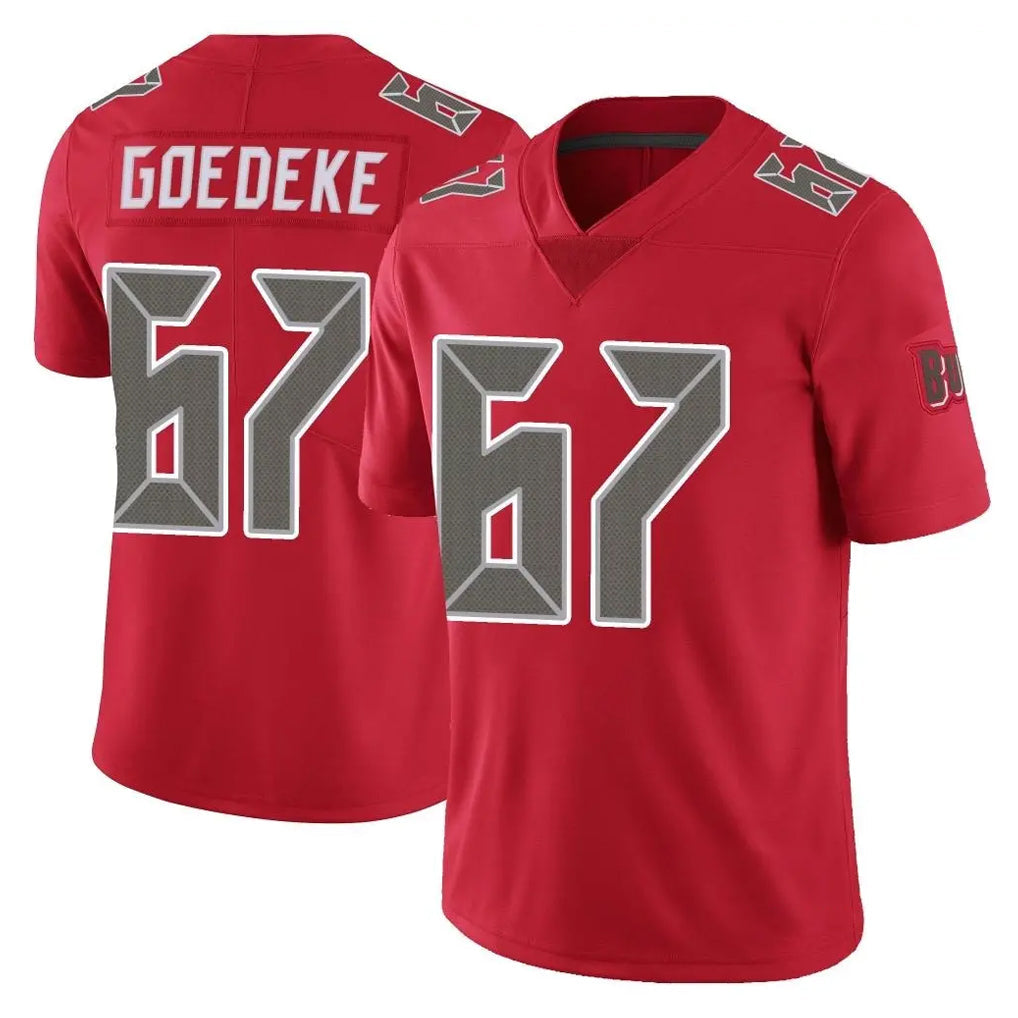 Rebec TB.Buccaneers #67 Luke Goedeke Player Red Limited Color Rush Home Game Stitched Jerseys