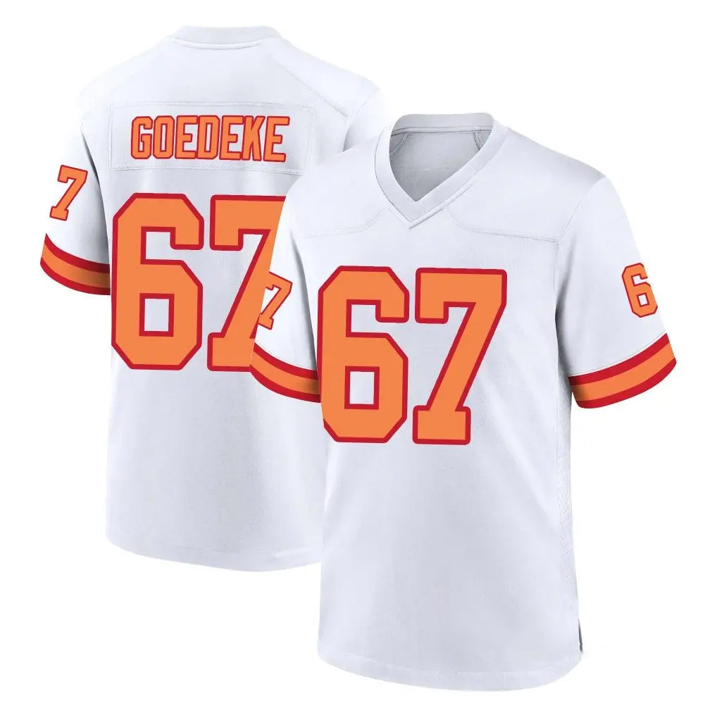 Rebec TB.Buccaneers #67 Luke Goedeke Player White '76 Home Game Stitched Jerseys