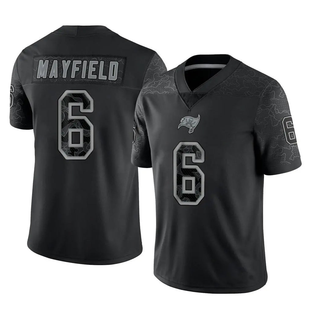 Rebec TB.Buccaneers #6 Baker Mayfield Player Black Reflective Limited Home Game Stitched Jerseys