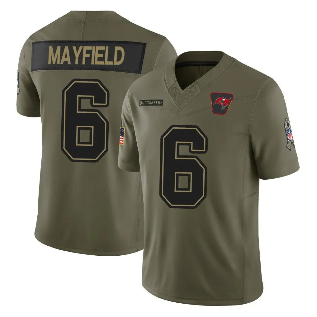 Rebec TB.Buccaneers #6 Baker Mayfield Player Olive 2025 Salute To Service Limited Home Game Stitched Jerseys