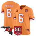 Rebec TB.Buccaneers #6 Baker Mayfield Player Orange 50th Season Vapor Limited Home Game Stitched Jerseys