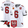 Rebec TB.Buccaneers #6 Baker Mayfield Player White 50th Season Vapor Limited Home Game Stitched Jerseys