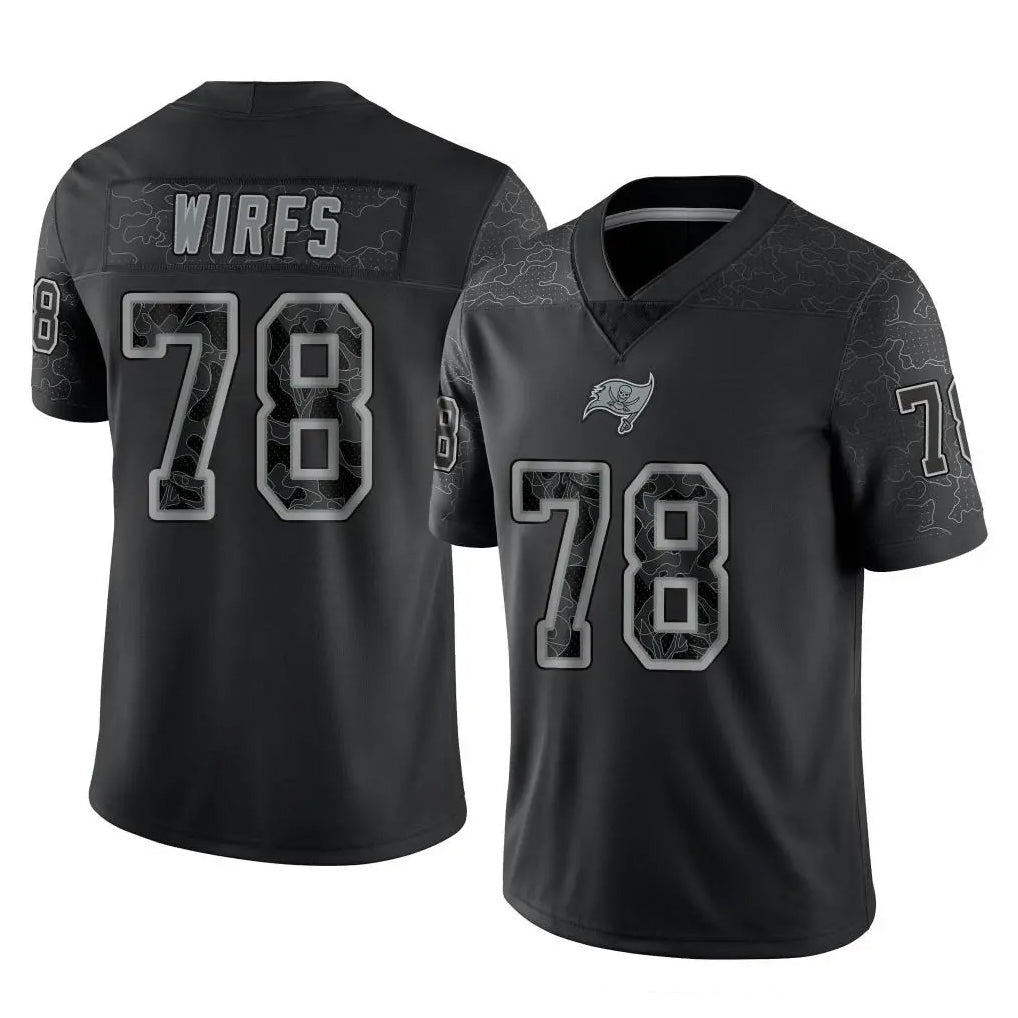 Rebec TB.Buccaneers #78 Tristan Wirfs Player Black Reflective Limited Home Game Stitched Jerseys