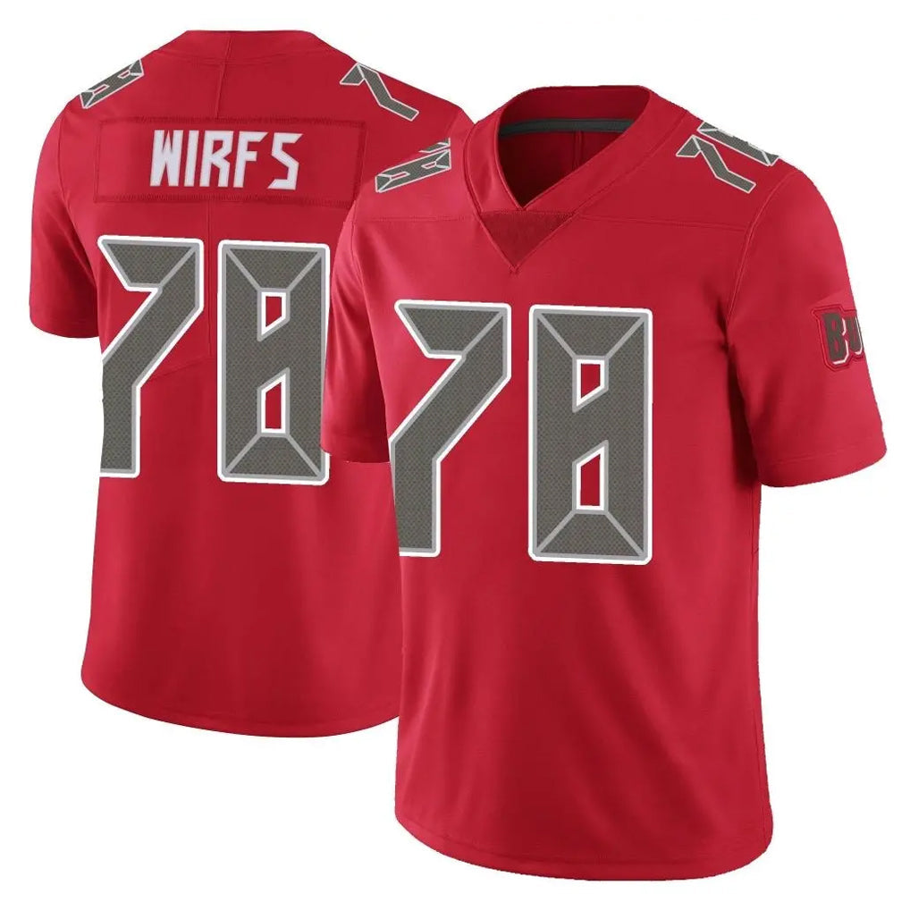 Rebec TB.Buccaneers #78 Tristan Wirfs Player Red Limited Color Rush Home Game Stitched Jerseys