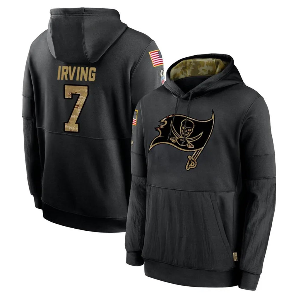 Rebec TB.Buccaneers #7 Bucky Irving Player Black Salute to Service Sideline Performance Pullover Hoodies Home Game Stitched Jerseys