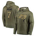 Rebec TB.Buccaneers #7 Bucky Irving Player Olive Salute to Service Pullover Hoodie Home Game Stitched Jerseys