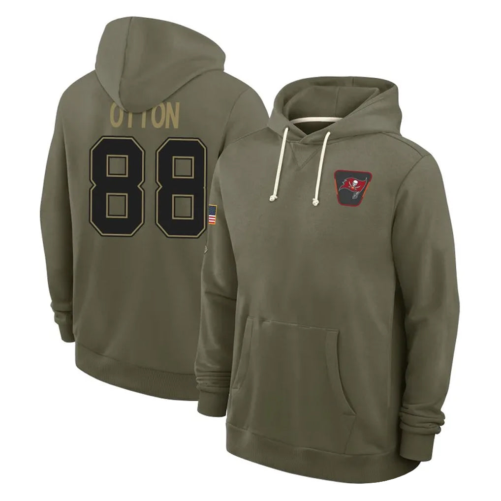 Rebec TB.Buccaneers #88 Cade Otton Player Olive Salute to Service Pullover Hoodies Limited Stitched Jerseys