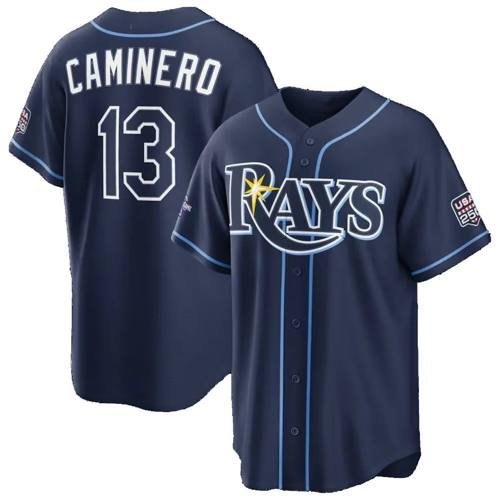 T.Bay Rays #13 Junior Caminero 2026 All-Star Game Navy Rebec Replica Baseball Stitched Jerseys
