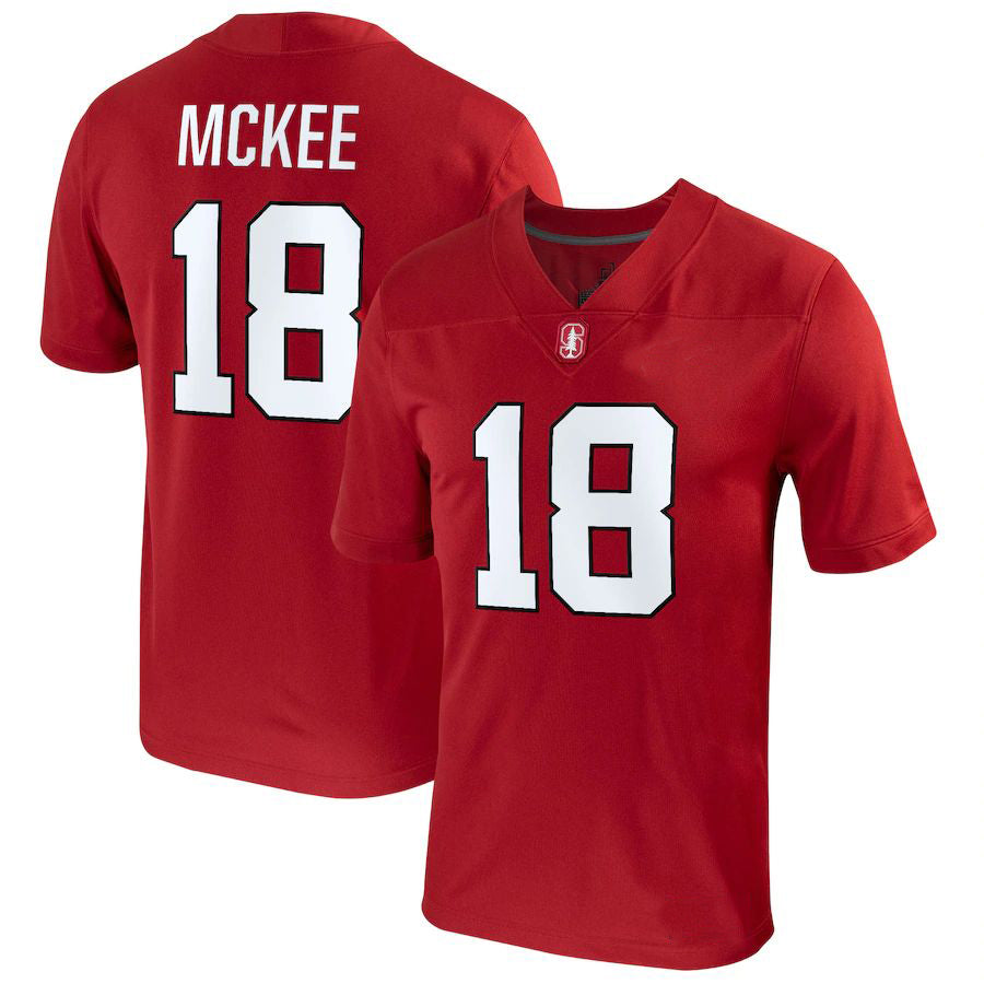 Rebec S.Cardinal #18 Tanner McKee NIL Replica Football Jersey - Crimson Stitched American College Jerseys