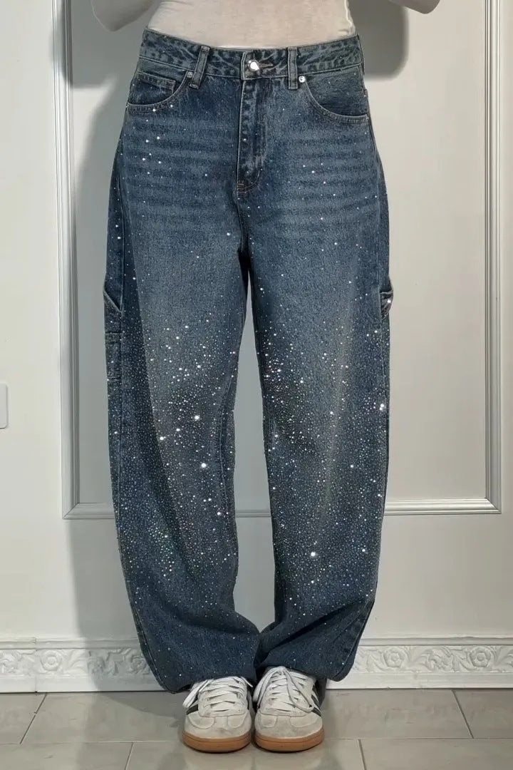 Temu European and American Fashion Starry Sky jeans