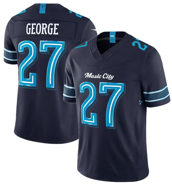 Rebec T.Titans #27 Eddie George Navy 2026 F.U.S.E. 'Music City' Rivalries Collection Limited Football Stitched Jersey
