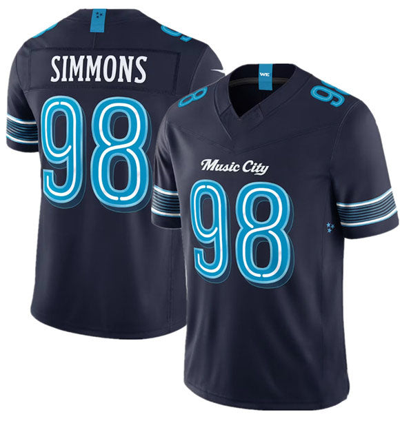Rebec T.Titans #98 Jeffery Simmons Navy 2026 F.U.S.E. 'Music City' Rivalries Collection Limited Football Stitched Jersey