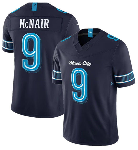 Rebec T.Titans #9 Steve McNair Navy 2026 F.U.S.E. 'Music City' Rivalries Collection Limited Football Stitched Jersey