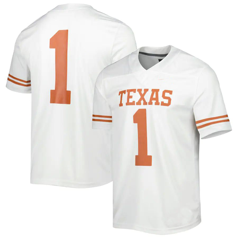 Rebec #1 T.Longhorns Away Game Jersey White Stitched American College Jerseys