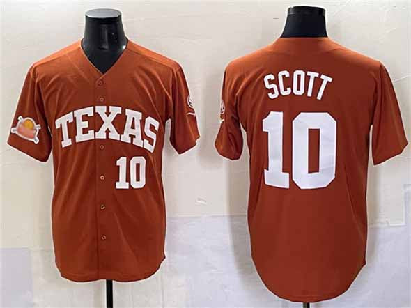Rebec T.Longhorns #10 Mia Scott Orange 2025 Softball National Champions Stitched American College Jerseys