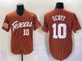 Rebec T.Longhorns #10 Mia Scott Orange Pinstripe 2025 Softball National Champions Stitched American College Jerseys