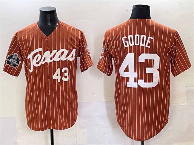 Rebec T.Longhorns #43 Leighann Goode Orange Pinstripe 2025 World Series Stitched American College Jerseys