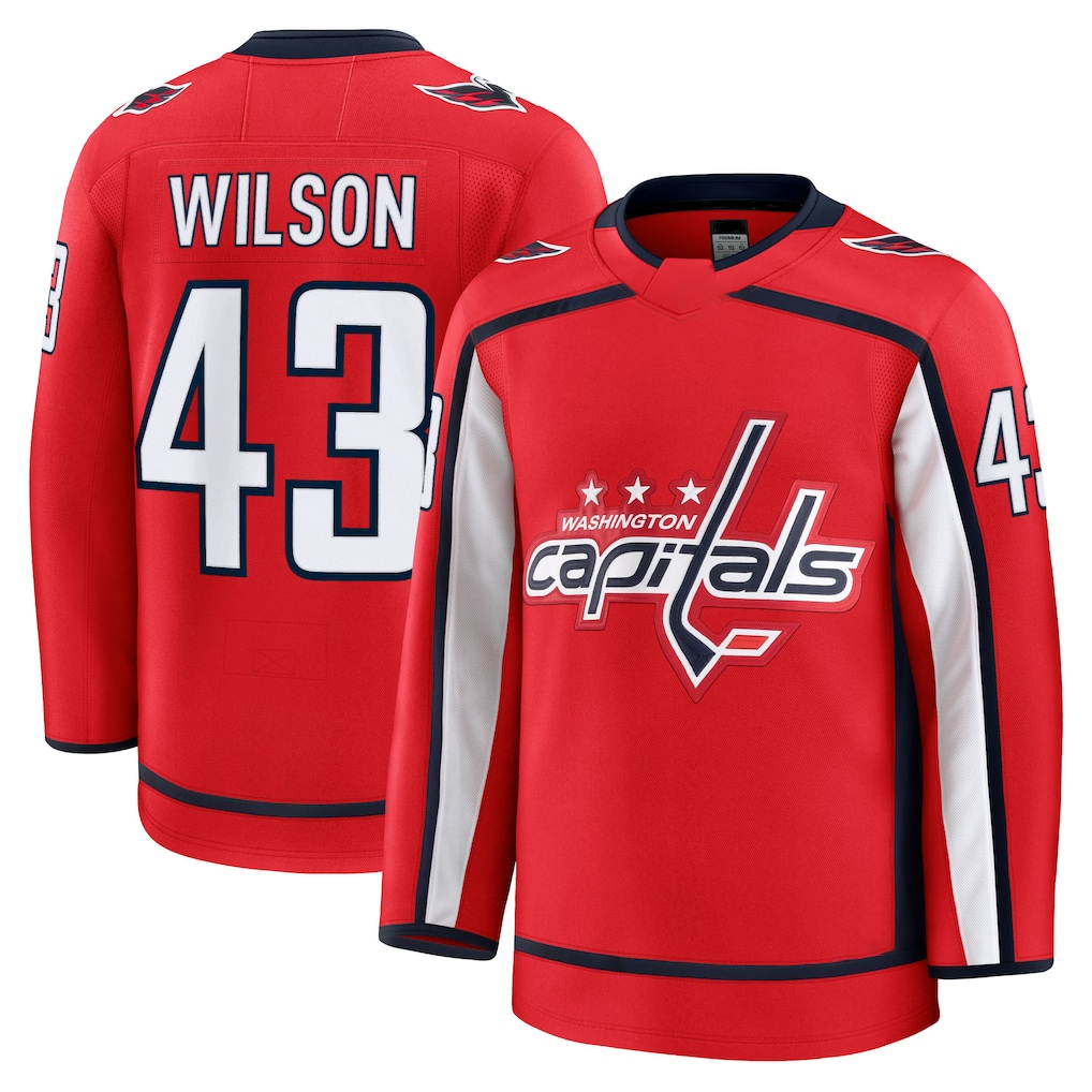 Rebec W.Capitals #43 Tom Wilson Red Home Premium Jerseys