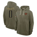 Rebec W.Commanders #0 Mike Sainristil Player Olive Salute to Service Pullover Hoodies Limited Home Stitched Jerseys