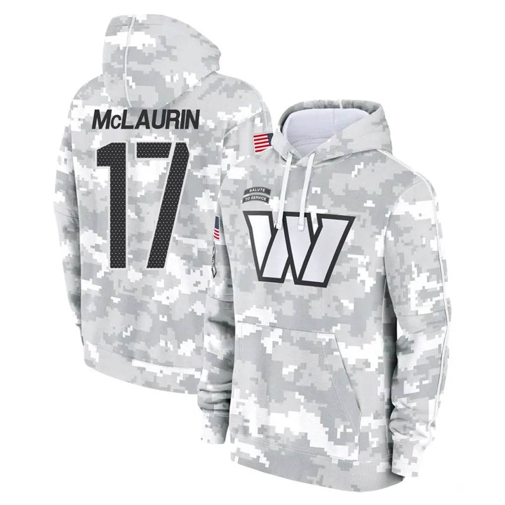 Rebec W.Commanders #17 Terry Mclaurin Player Arctic Camo Limited Salute to Service Pullover Hoodies Game Stitched Jerseys