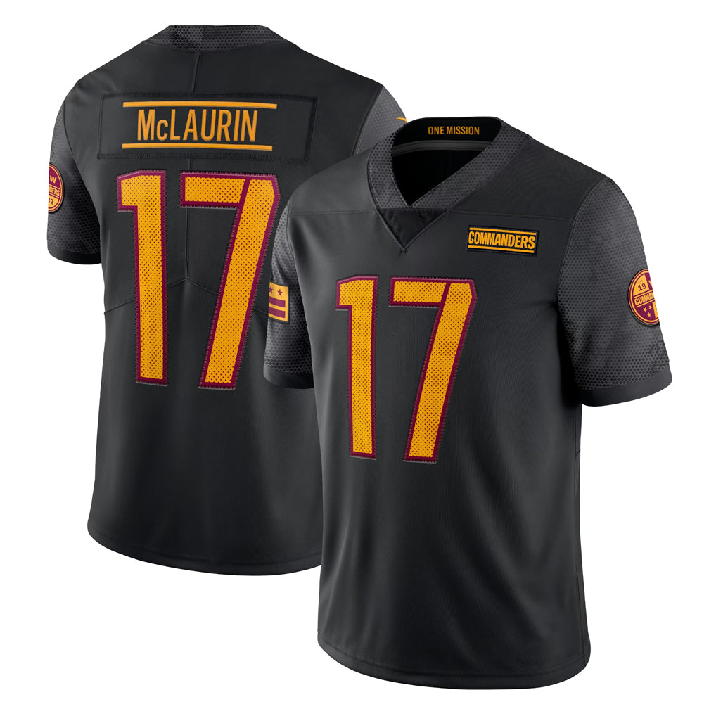 Rebec W.Commanders #17 Terry Mclaurin Player Black Vapor Untouchable Home Game Stitched Jerseys