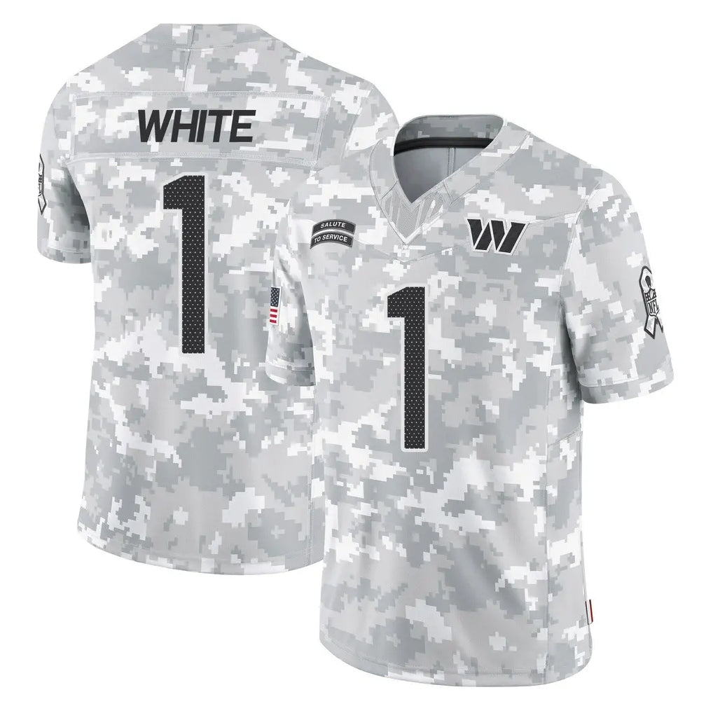 Rebec W.Commanders #1 Rachaad White Player Arctic Camo Limited Salute To Service Home Game Stitched Jerseys