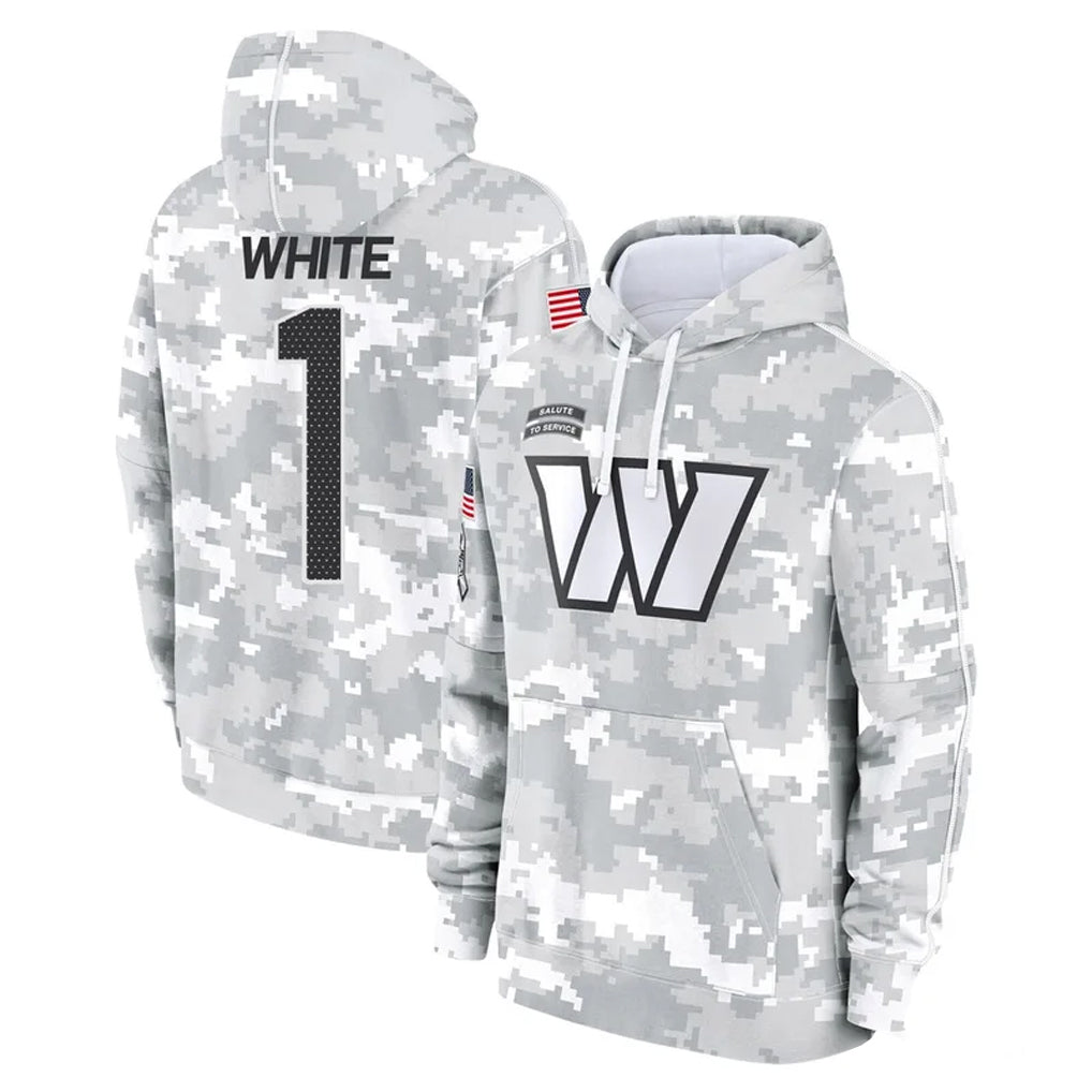 Rebec W.Commanders #1 Rachaad White Player Arctic Camo Limited Salute to Service Pullover Hoodies Game Stitched Jerseys