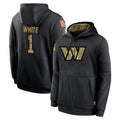 Rebec W.Commanders #1 Rachaad White Player Black Salute to Service Performance Pullover Hoodies Home Game Stitched Jerseys