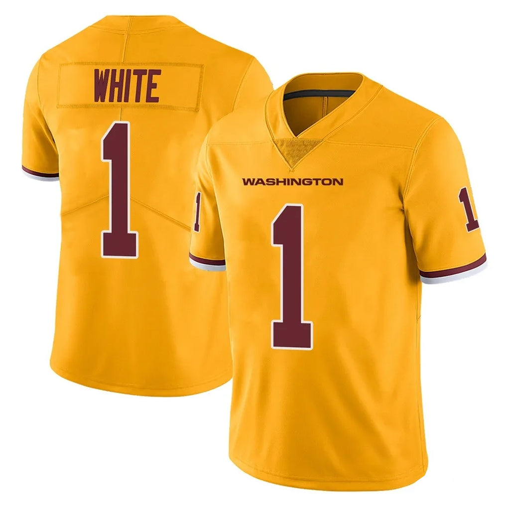 Rebec W.Commanders #1 Rachaad White Player Gold Limited Color Rush Home Game Stitched Jerseys
