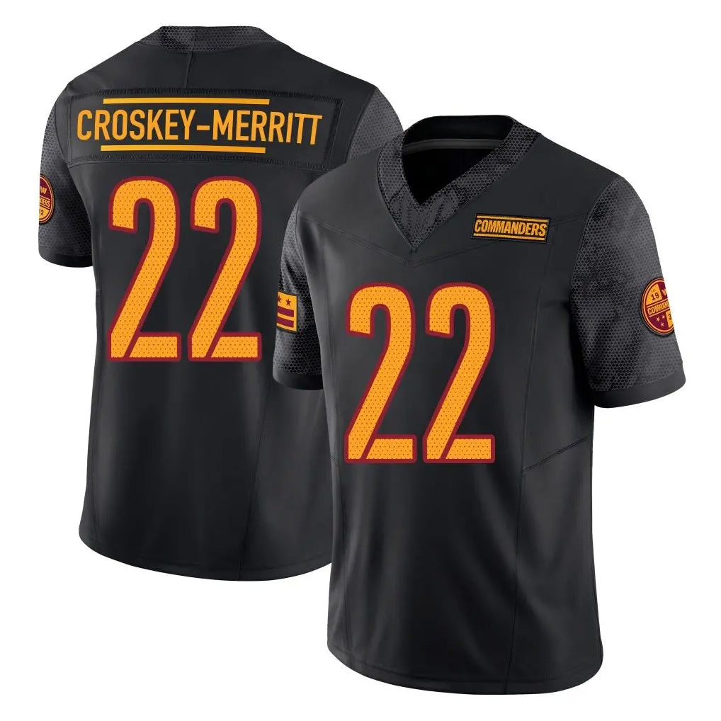 Rebec W.Commanders #22 Jacory Croskey-Merritt Player Black Limited Vapor F.U.S.E. Home Game Stitched Jerseys