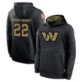 Rebec W.Commanders #22 Jacory Croskey-Merritt Player Black Salute to Service Performance Pullover Hoodies Home Game Stitched Jerseys