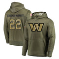 Rebec W.Commanders #22 Jacory Croskey-Merritt Player Olive Salute to Service Pullover Hoodie Limited Home Game Stitched Jerseys